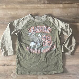 $2 - 100% Cotton Garanimals Olive Green 'Camping Moose Creek' Long Sleeve Tee